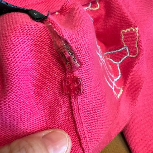 CHRISTINA ROTELLI Vintage Pink Cardigan Sweater Monkeys Martinis Size L - Picture 11 of 16